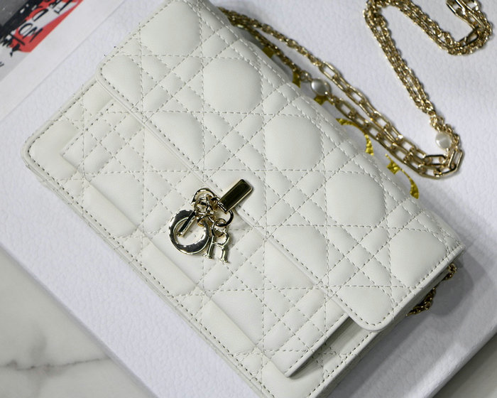 Dior lambskin Chain Wallet White DM7001