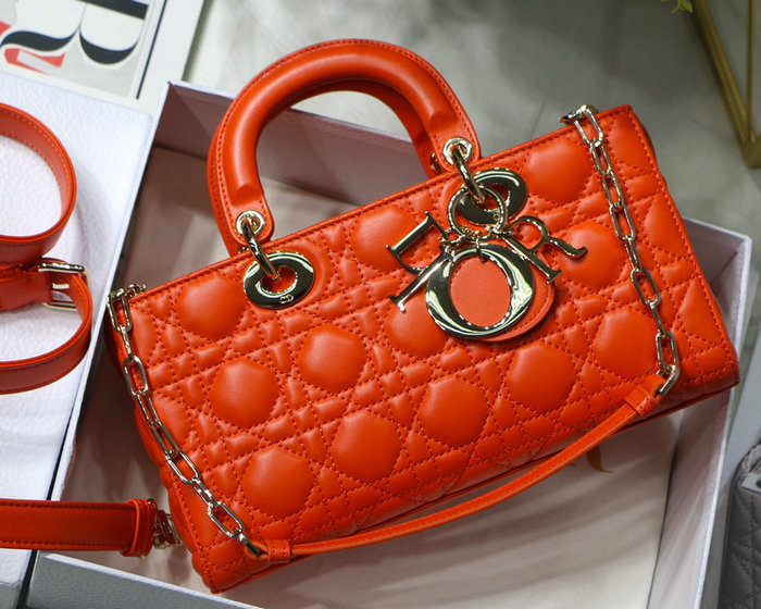 Lady D-joy Lambskin Bag Orange D6001