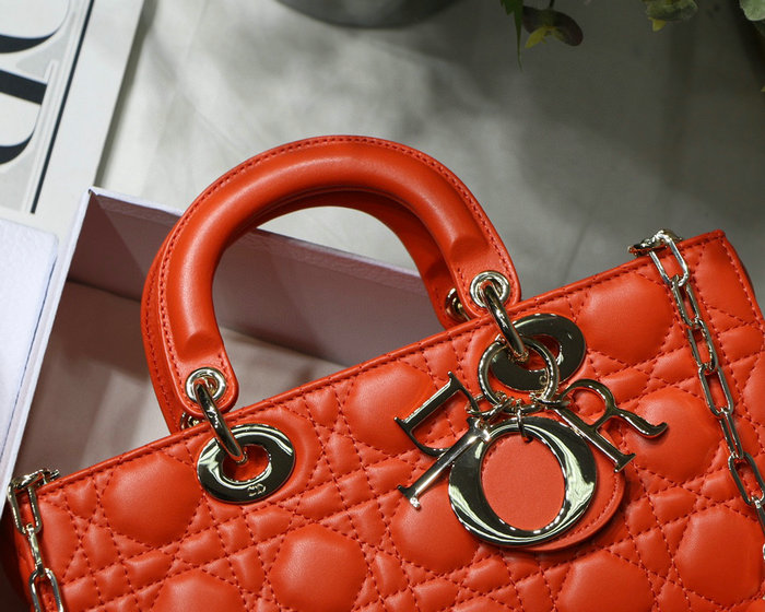 Lady D-joy Lambskin Bag Orange D6001