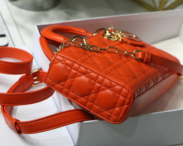 Lady D-joy Lambskin Bag Orange D6001