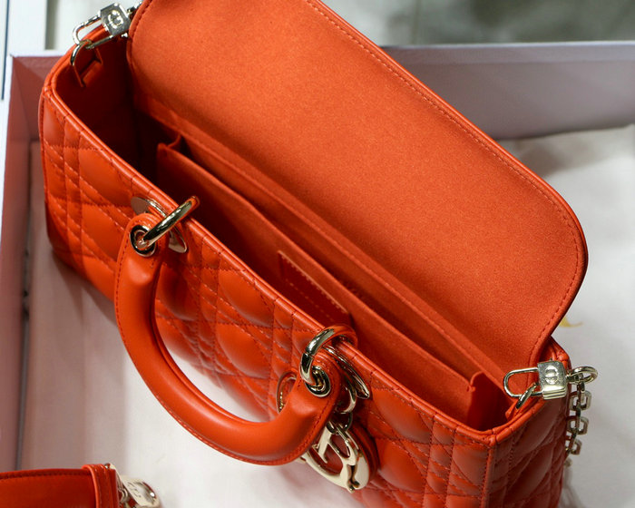 Lady D-joy Lambskin Bag Orange D6001