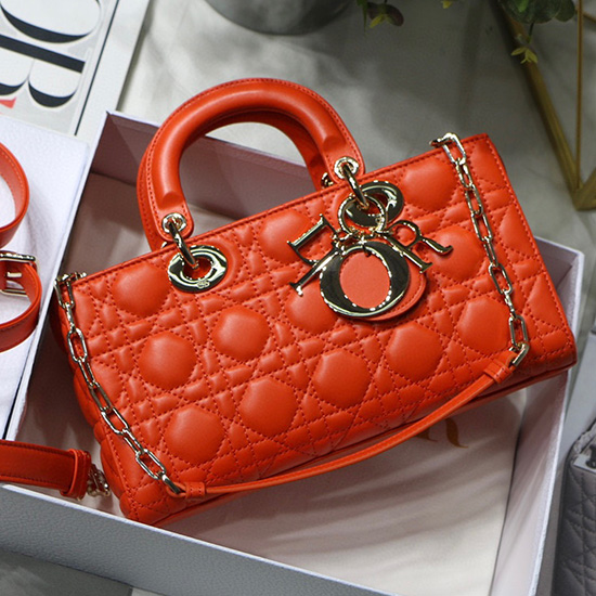 Lady D-joy Lambskin Bag Orange D6001