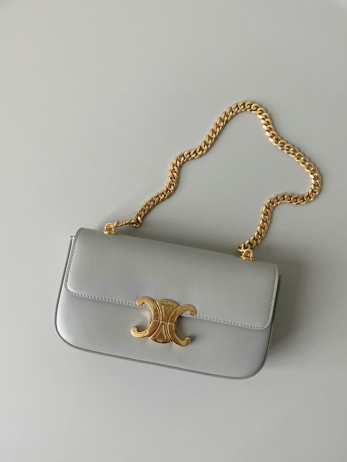 Celine Chain Shoulder Bag Triomphe Grey C35027