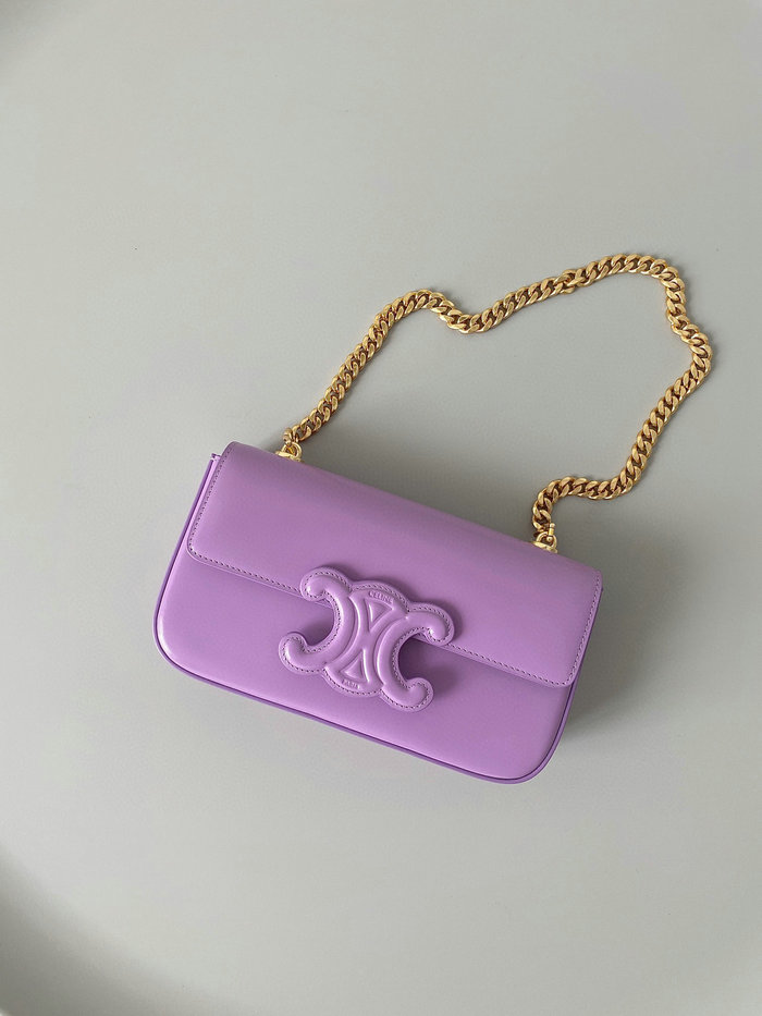 Celine Chain Shoulder Bag Triomphe Purple C35026