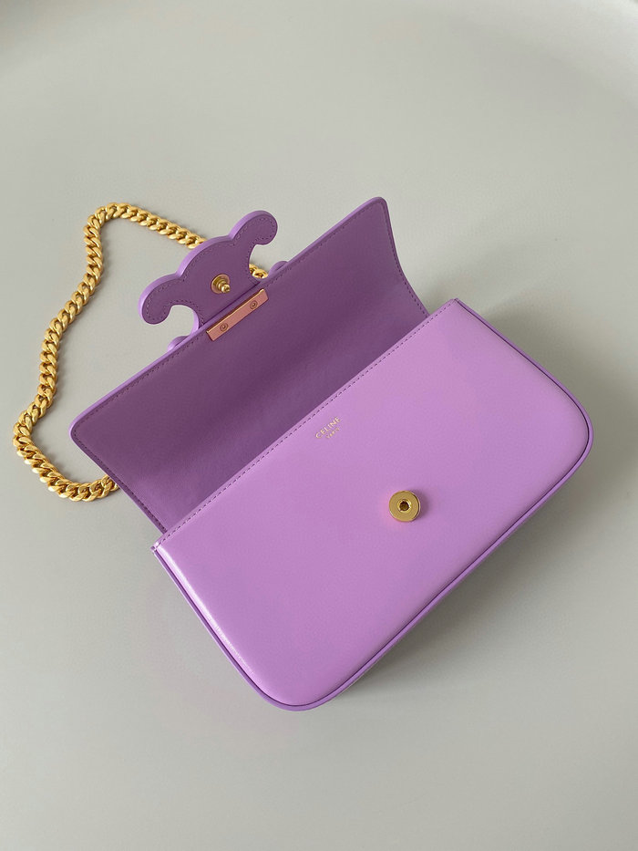 Celine Chain Shoulder Bag Triomphe Purple C35026