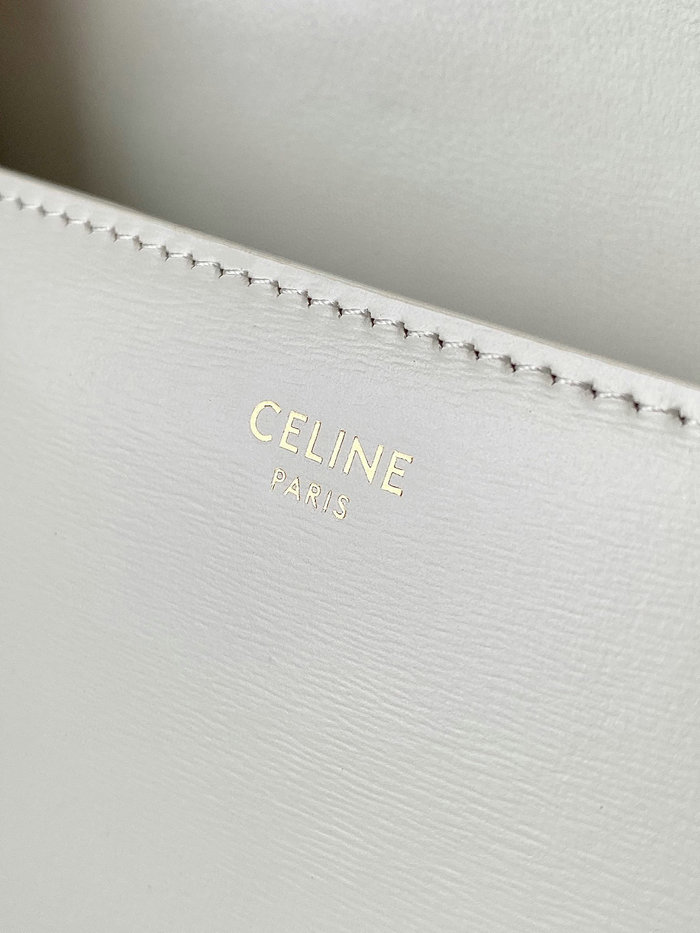Celine Chain Shoulder Bag Triomphe White C35026
