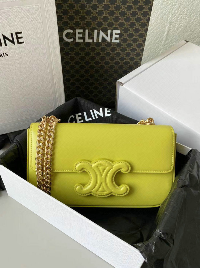Celine Chain Shoulder Bag Triomphe Yellow C35026