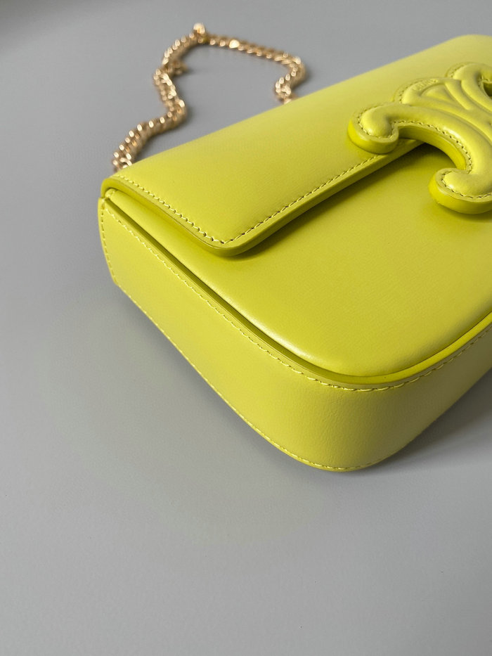 Celine Chain Shoulder Bag Triomphe Yellow C35026