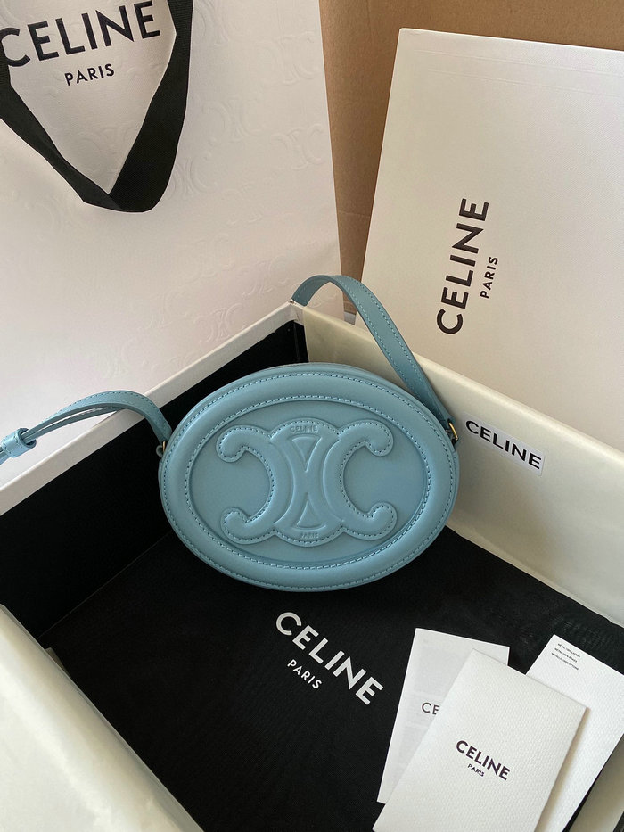 Celine Crossbody Oval Purse Cuir Triomphe Blue C35507