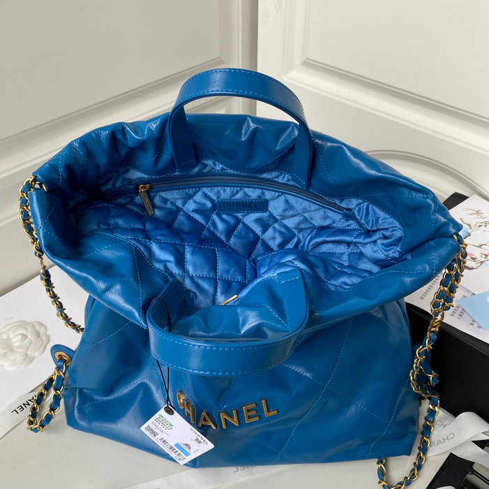 Chanel Calfskin Shopping Tote Blue AS3133