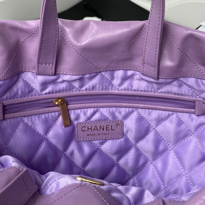 Chanel Calfskin Shopping Tote Purple AS3133