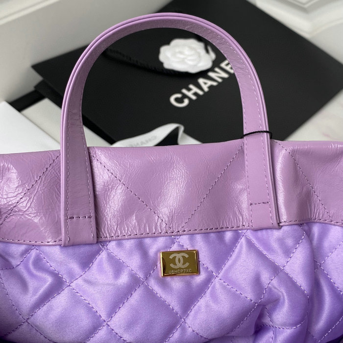 Chanel Calfskin Shopping Tote Purple AS3133