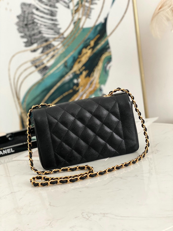 Chanel Grained Calfskin Flap Bag Black A87062