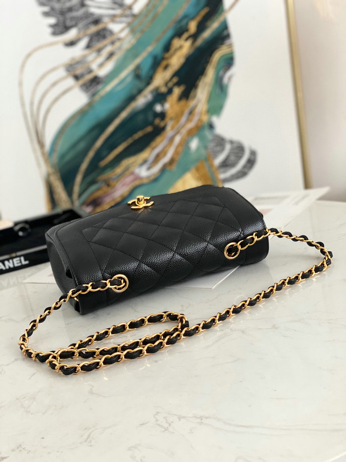 Chanel Grained Calfskin Flap Bag Black A87062