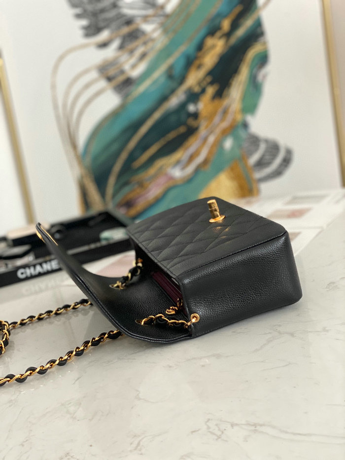 Chanel Grained Calfskin Flap Bag Black A87062