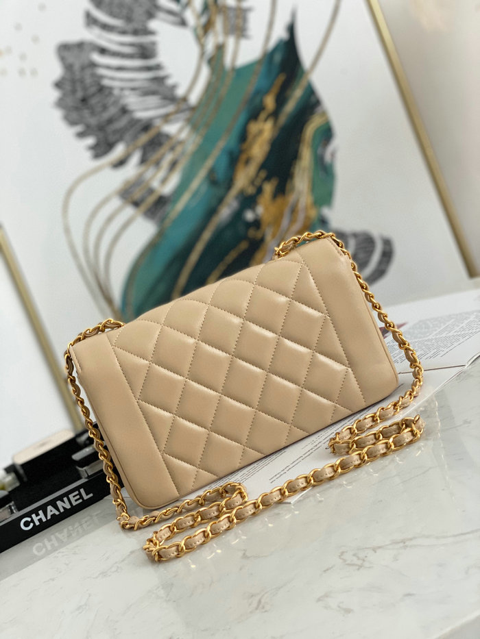 Chanel Lambskin Flap Bag Beige A87062