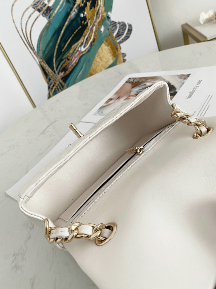 Chanel Lambskin Flap Bag White AS2326
