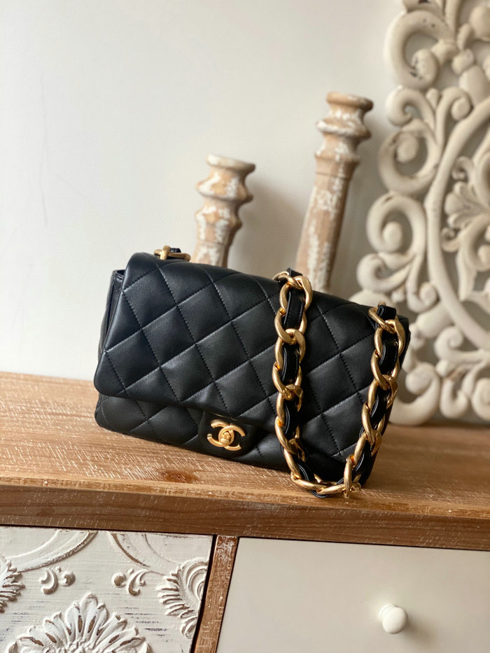 Chanel Lambskin Large Flap Bag Black AS3215