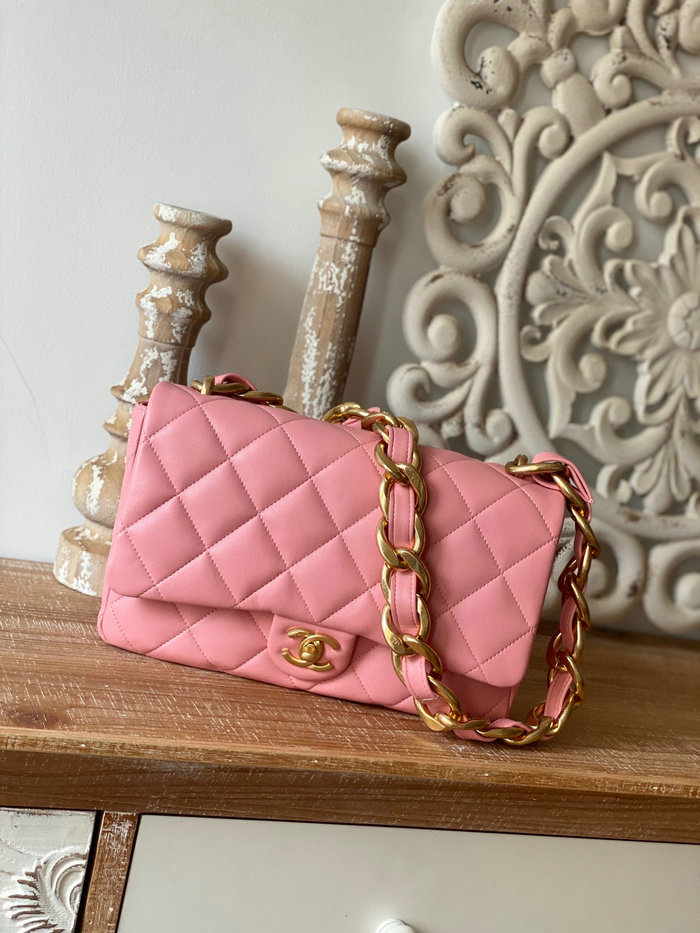 Chanel Lambskin Large Flap Bag Pink AS3215