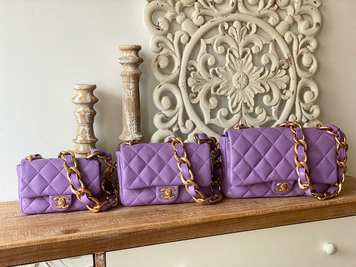 Chanel Lambskin Large Flap Bag Purple AS3215