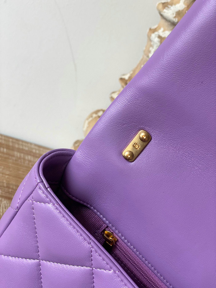 Chanel Lambskin Large Flap Bag Purple AS3215