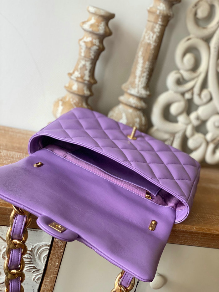 Chanel Lambskin Large Flap Bag Purple AS3215