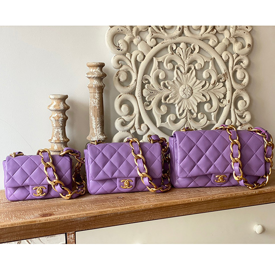 Chanel Lambskin Large Flap Bag Purple AS3215