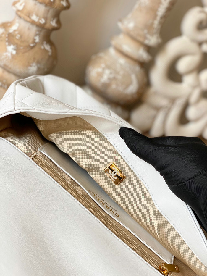 Chanel Lambskin Large Flap Bag White AS3215