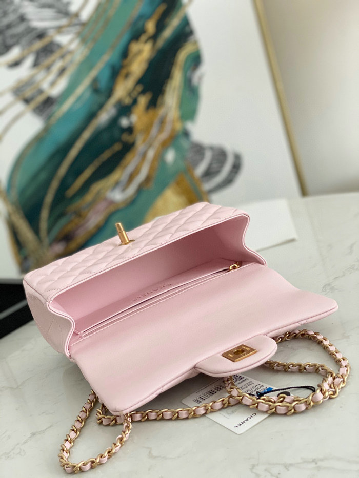 Chanel Lambskin Mini Flap Bag with Top Handle Pink AS2431