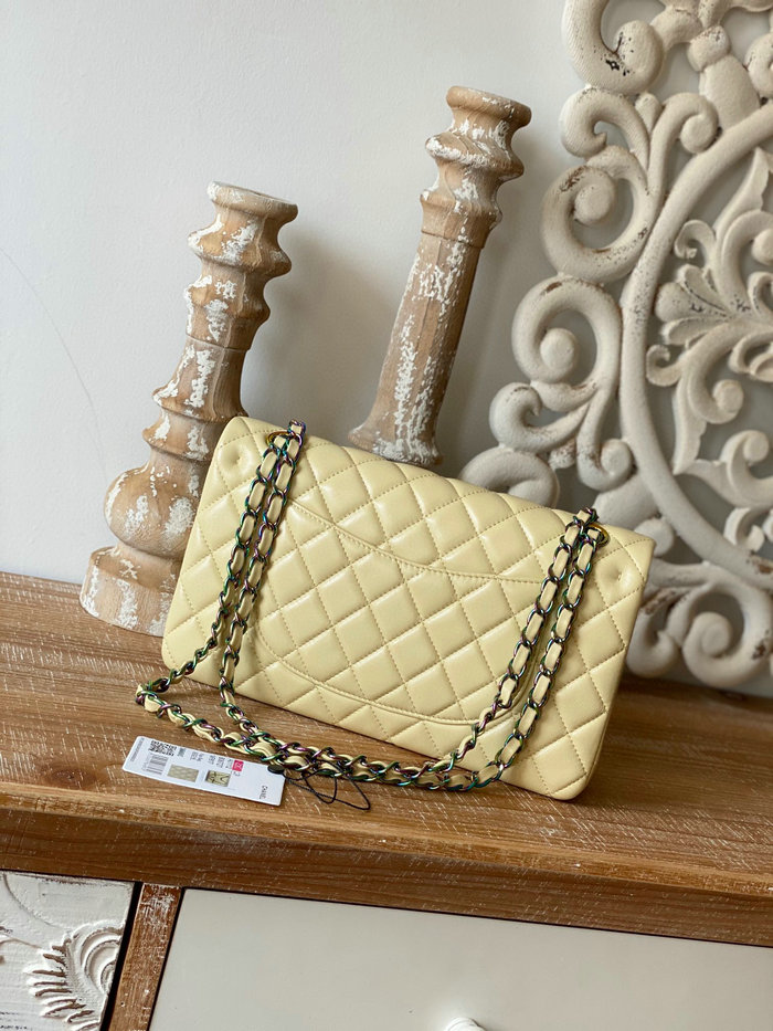 Classic Chanel Lambskin Medium Flap Bag Yellow CF1112
