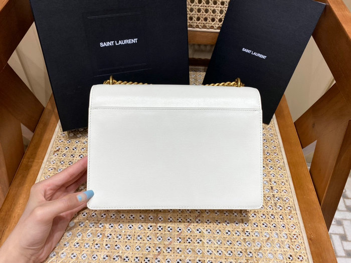 Saint Laurent Medium Sunset Bag White with Gold 442906