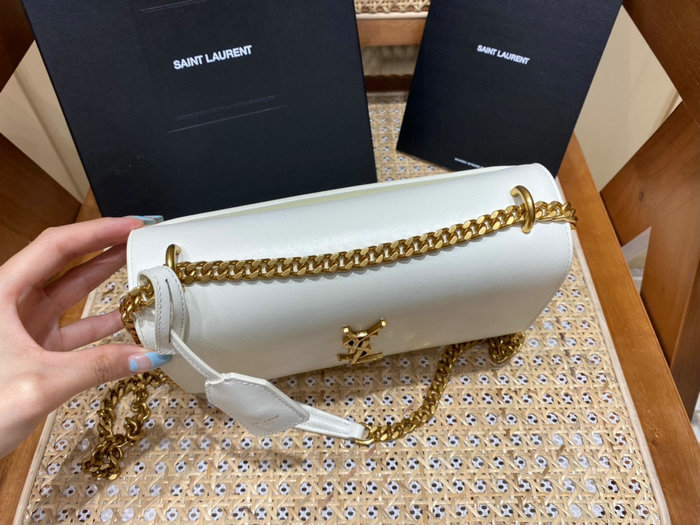 Saint Laurent Medium Sunset Bag White with Gold 442906