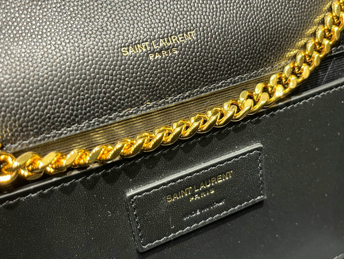 Saint Laurent Monogram Calfskin Kate Tassel Bag Black with Gold 354119