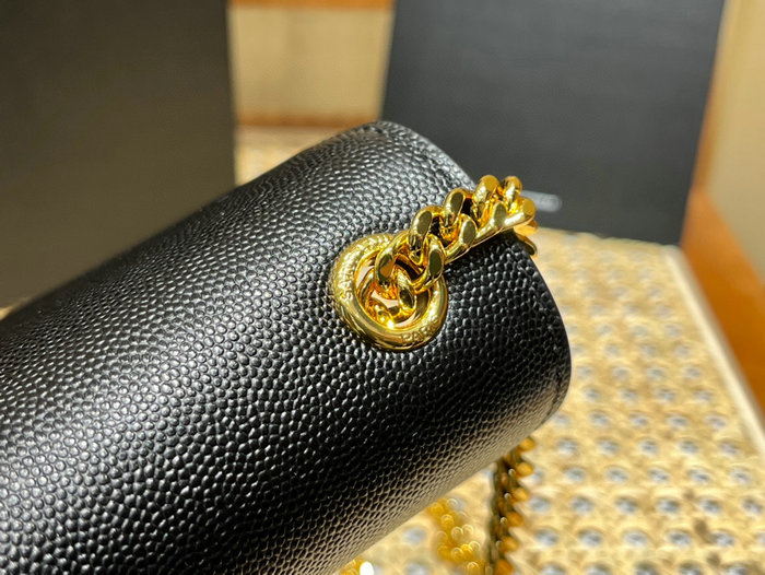 Saint Laurent Monogram Calfskin Kate Tassel Bag Black with Gold 354119