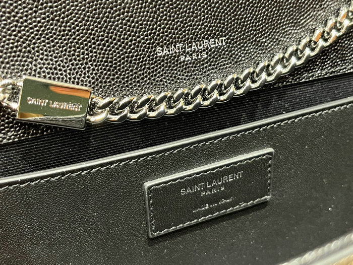 Saint Laurent Monogram Calfskin Kate Tassel Bag Black with Silver 354119
