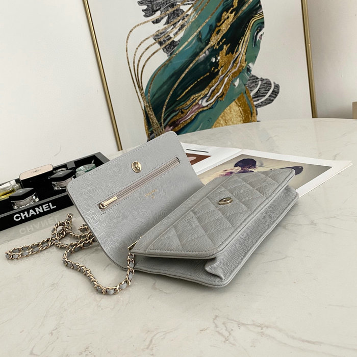 Chanel Grained Calfskin WOC Chain Wallet Gold AS0250