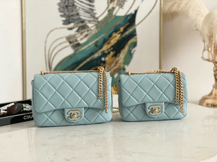 Chanel Lambskin Flap Bag Blue AS3114
