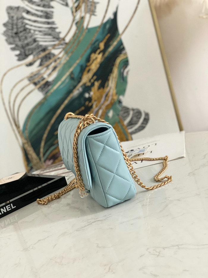 Chanel Lambskin Flap Bag Blue AS3114