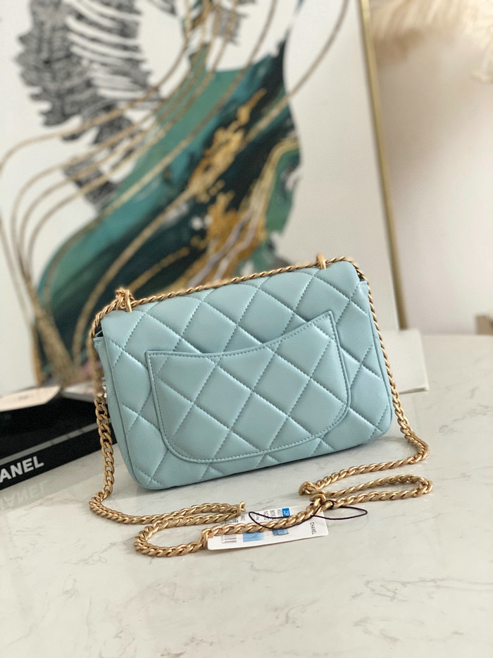 Chanel Lambskin Flap Bag Blue AS3114