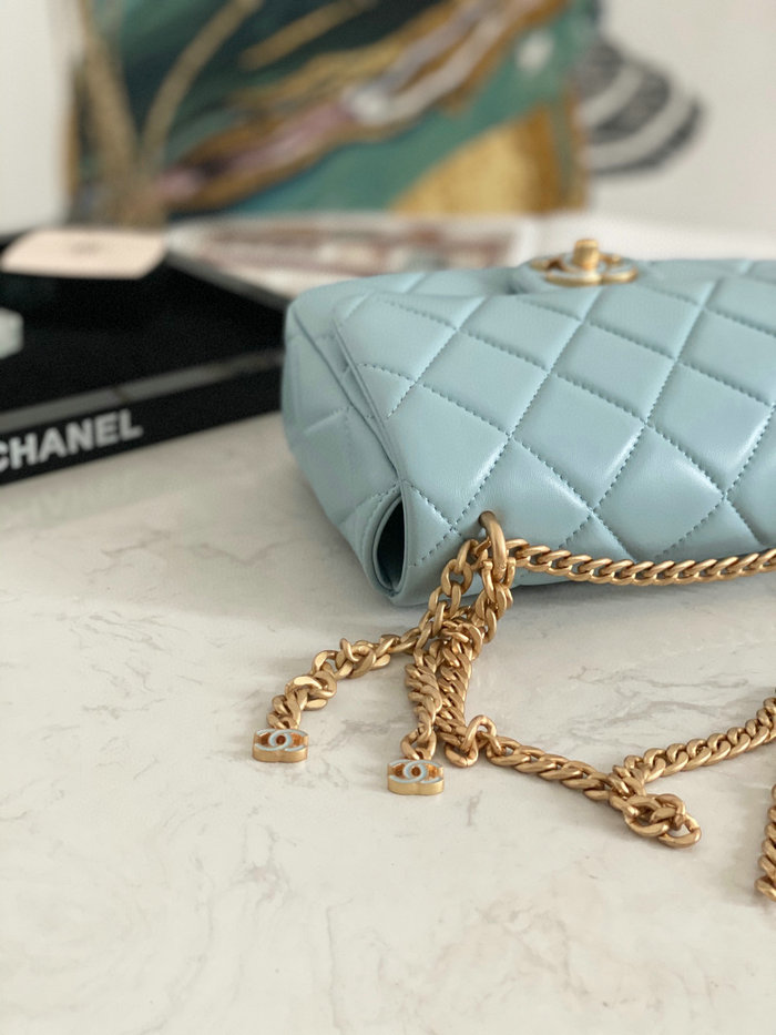 Chanel Lambskin Flap Bag Blue AS3114