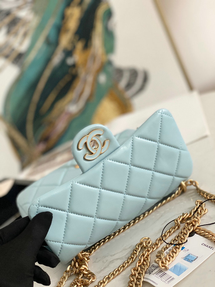 Chanel Lambskin Flap Bag Blue AS3114