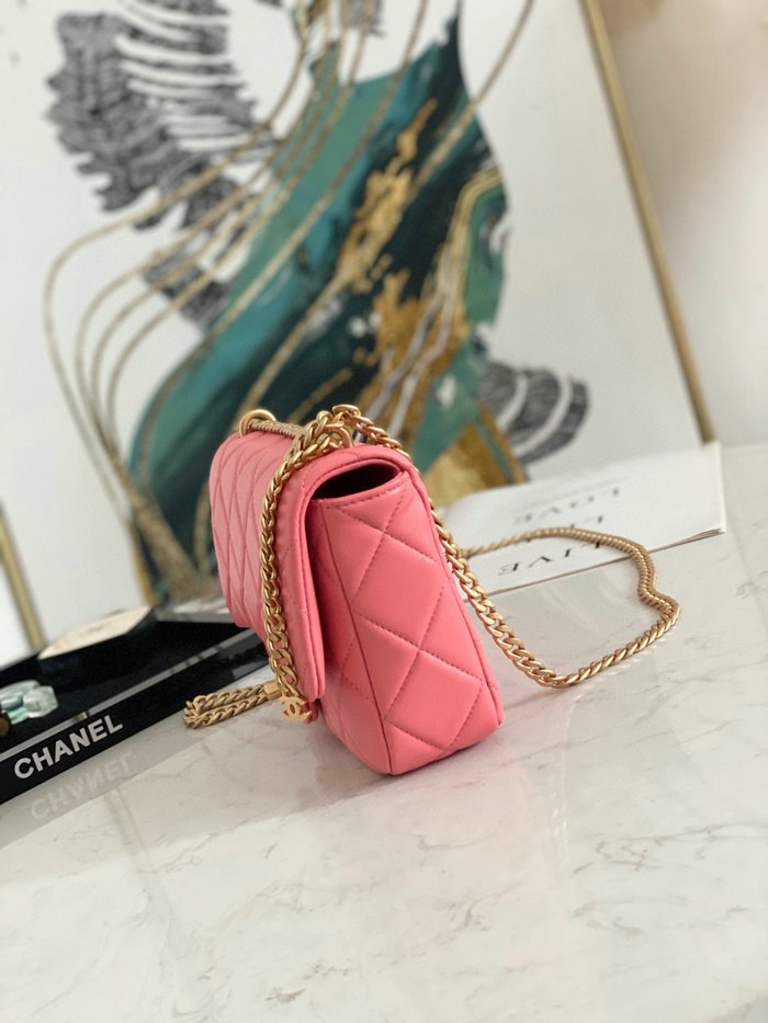 Chanel Lambskin Flap Bag Pink AS3114
