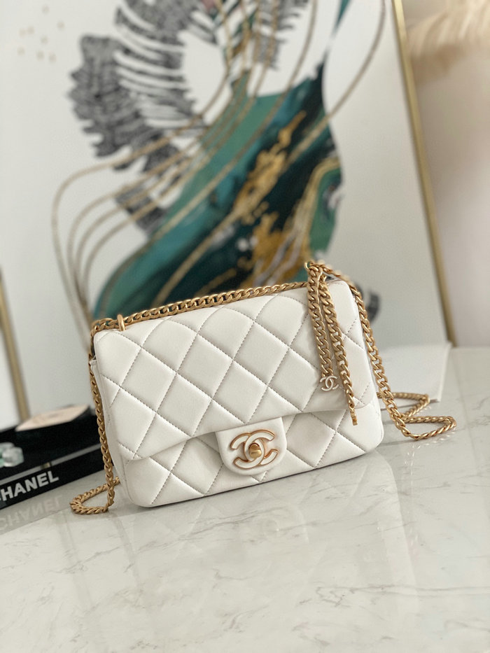 Chanel Lambskin Flap Bag White AS3114