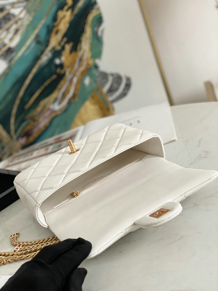 Chanel Lambskin Flap Bag White AS3114