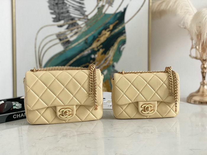 Chanel Lambskin Flap Bag Yellow AS3114