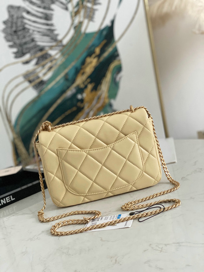 Chanel Lambskin Flap Bag Yellow AS3114