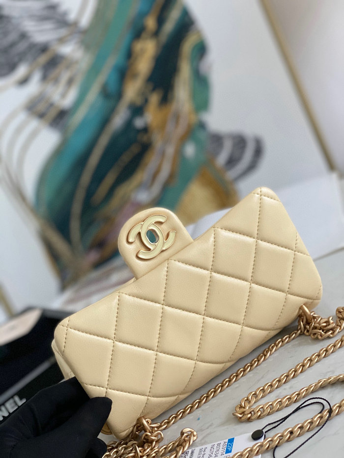 Chanel Lambskin Flap Bag Yellow AS3114