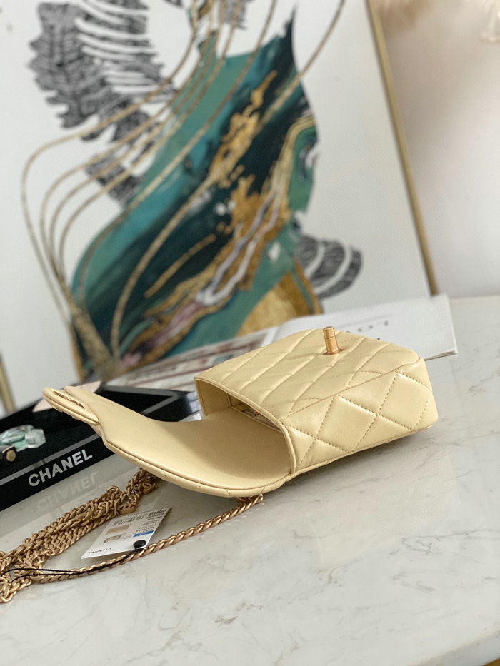 Chanel Lambskin Flap Bag Yellow AS3114