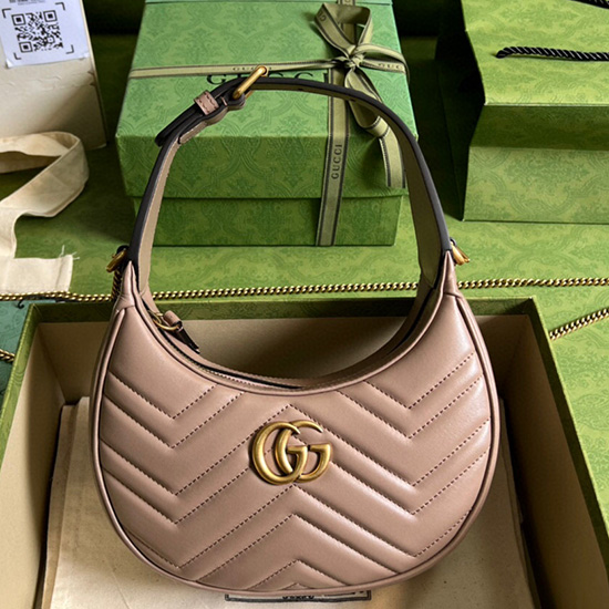 Gucci GG Marmont half-moon-shaped mini bag nude 699514