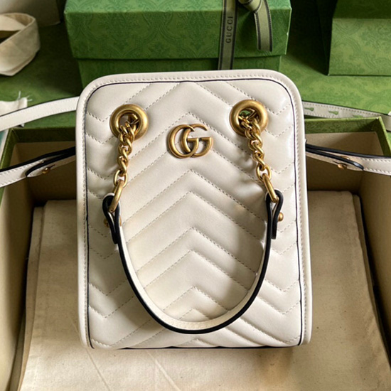 Gucci GG Marmont matelasse mini bag White 696123